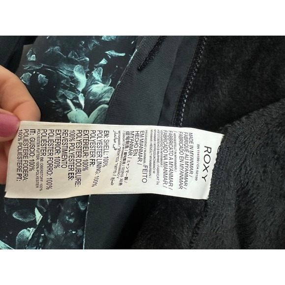 Roxy Floral Print Snow Jacket Hooded Insulated Ski Winter Coat Medium - Picture 5 of 6